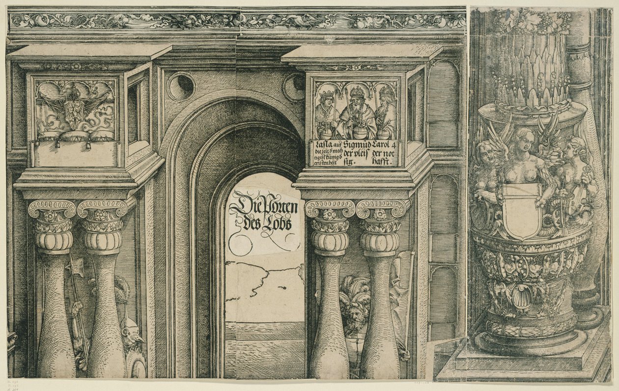 Kejser Maximilian 1.s triumfbue (11): Buen i den venstre portal af Albrecht Dürer