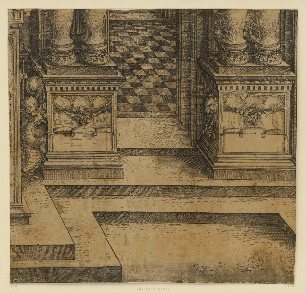 Kejser Maximilian I.s triumfbue (21): Soklerne ved den højre indgang af Albrecht Dürer