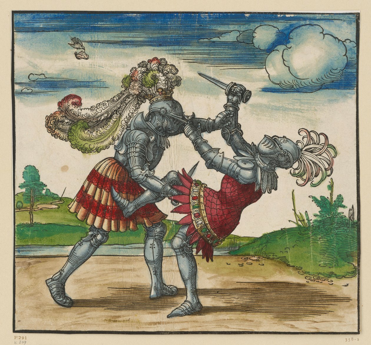 Duellen til fods (Freydal-træsnit) af Albrecht Dürer