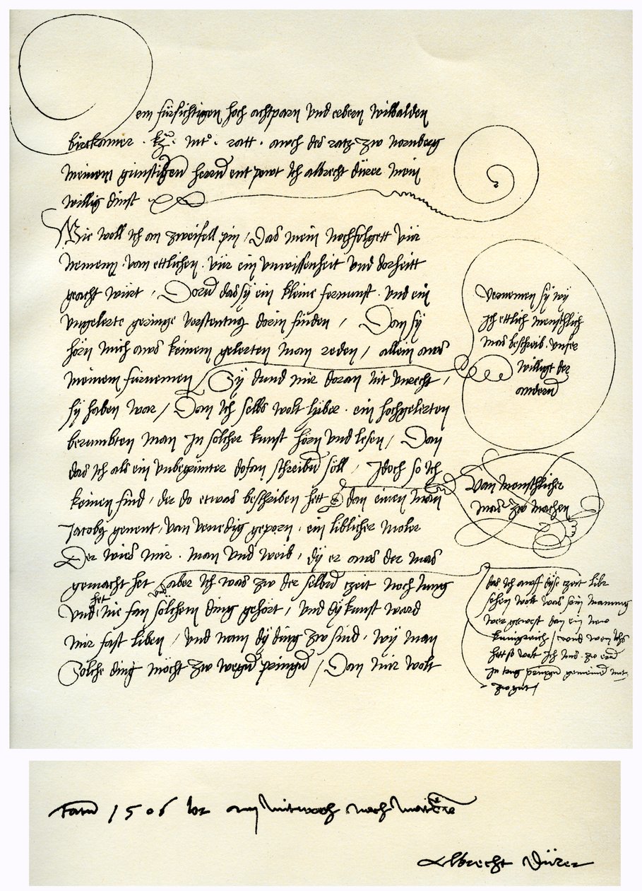 Udkast til Albrecht Durers dedikation til Willibald Pirckheimer, c1523 af Albrecht Dürer