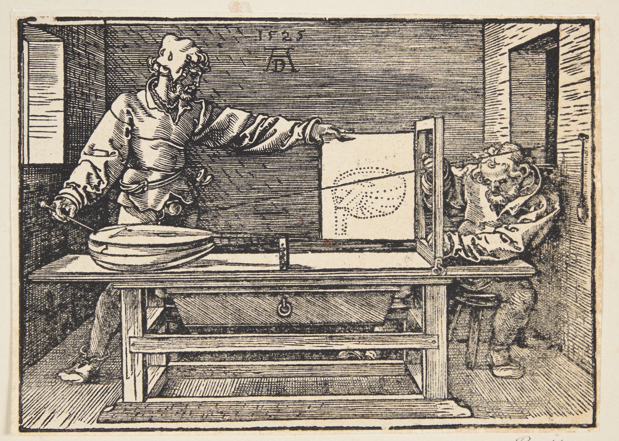 Tegner tegner en lut af Albrecht Dürer