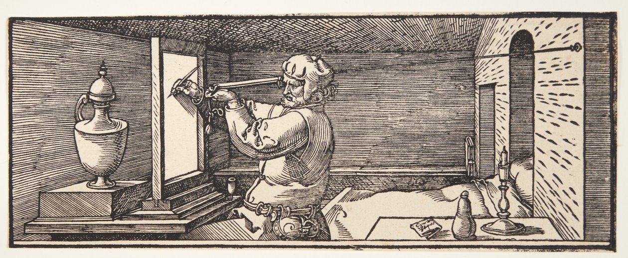 Tegner tegner en vase af Albrecht Dürer