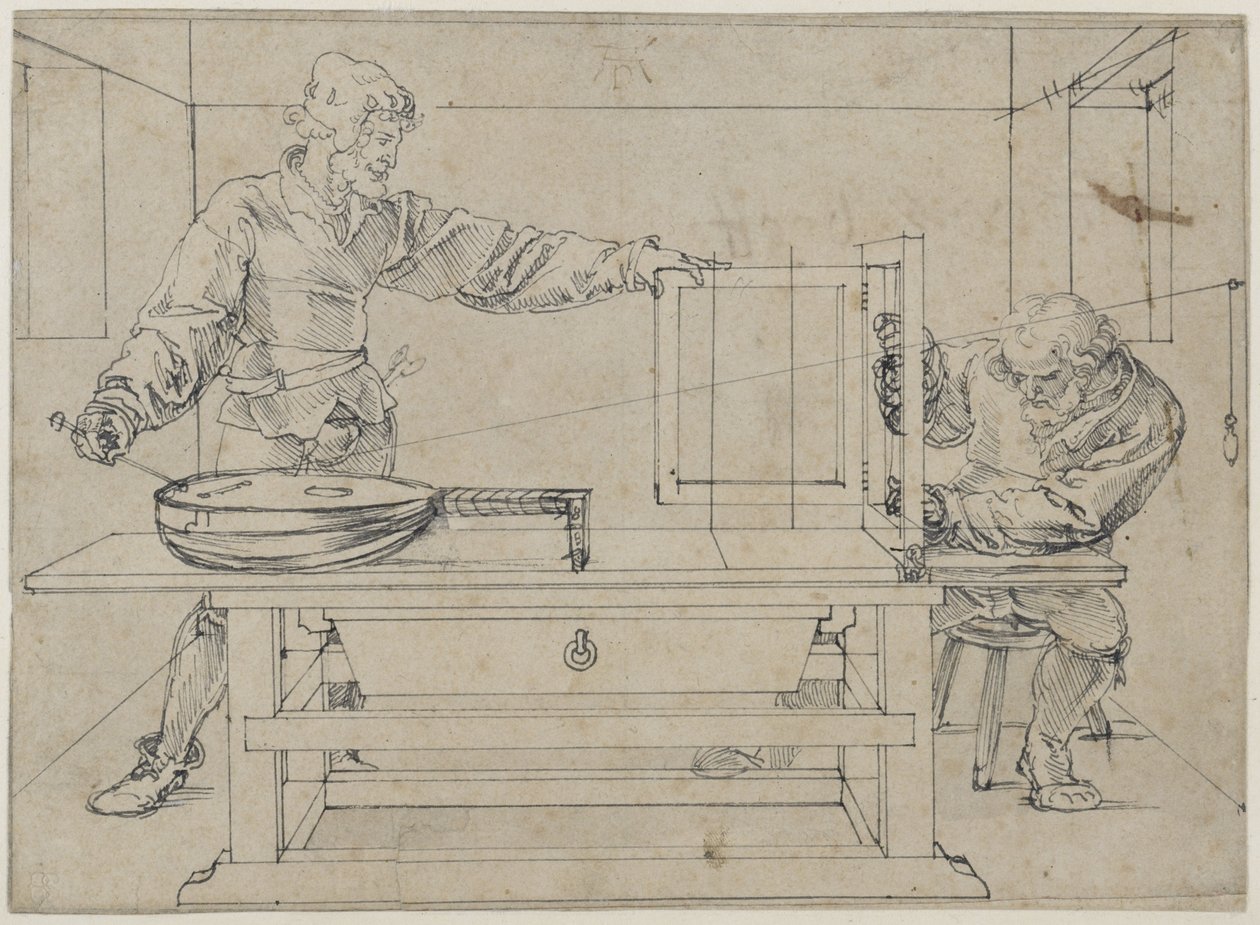 En mand, der sigter mod en lut af Albrecht Dürer