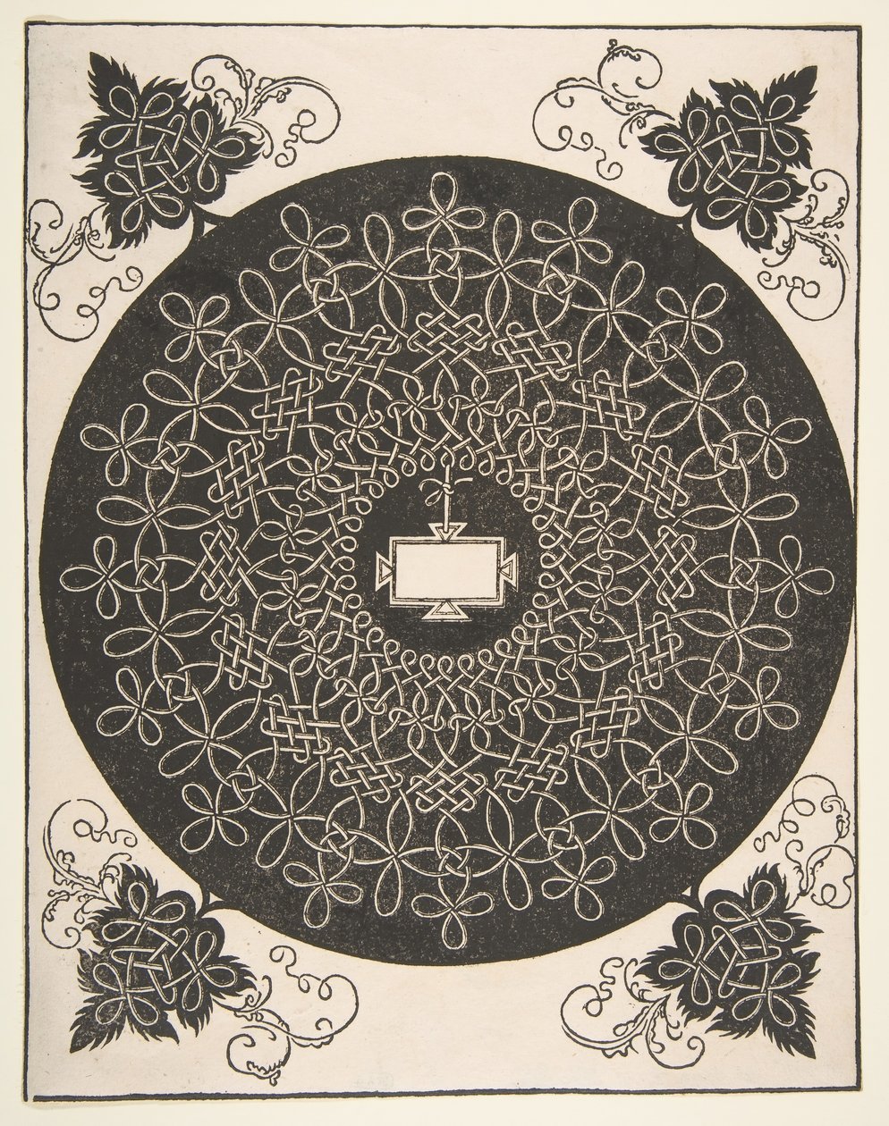 Broderimønster med et aflangt panel i midten, 1521 før. af Albrecht Dürer