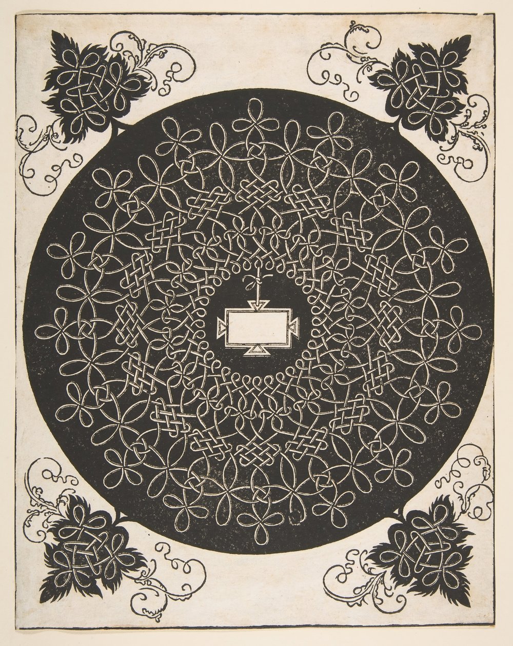 Broderimønster med et aflangt panel i midten, 1521 før. af Albrecht Dürer