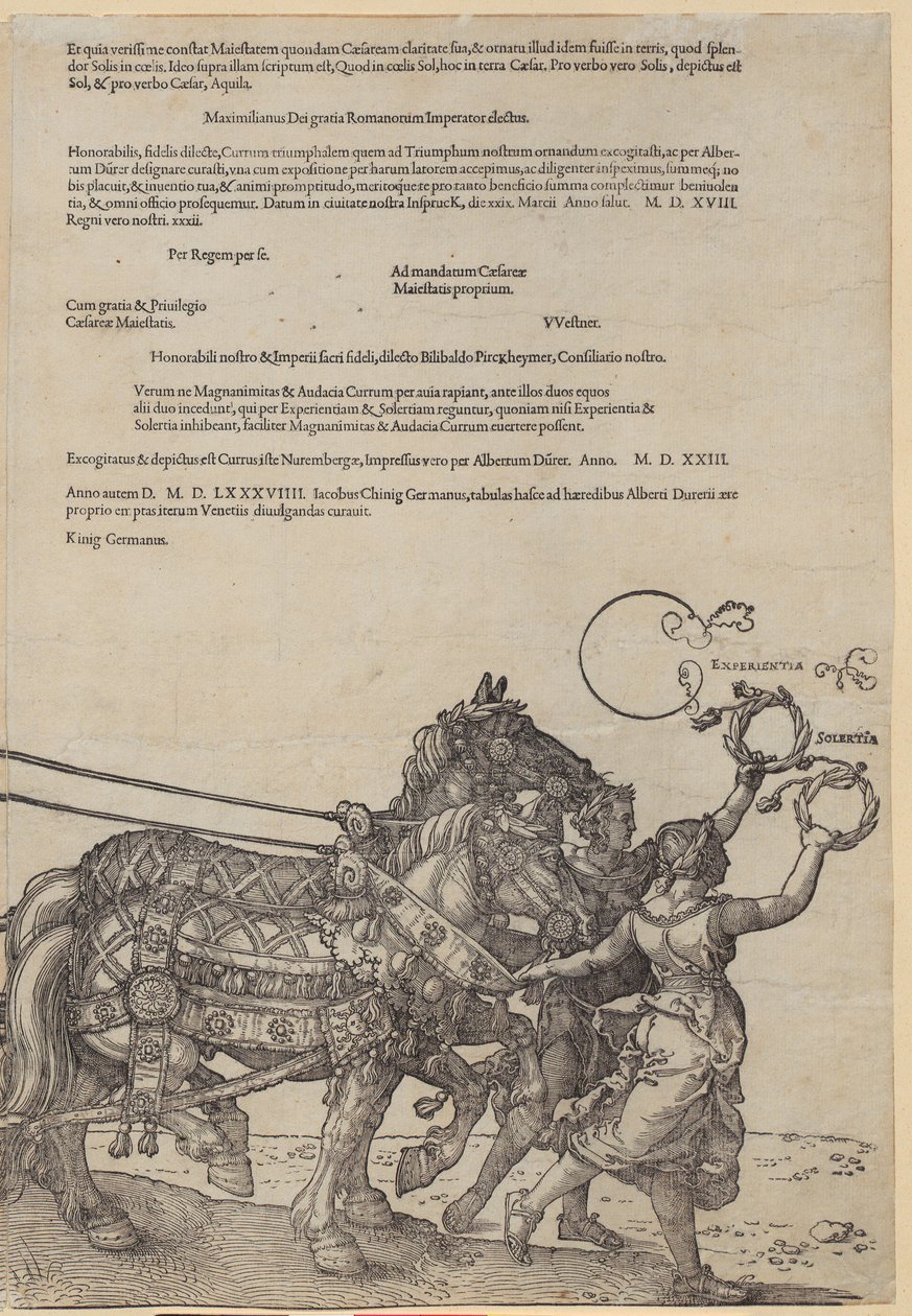 Experientia, blad 8 i serien »Den store triumfvogn« af Albrecht Dürer