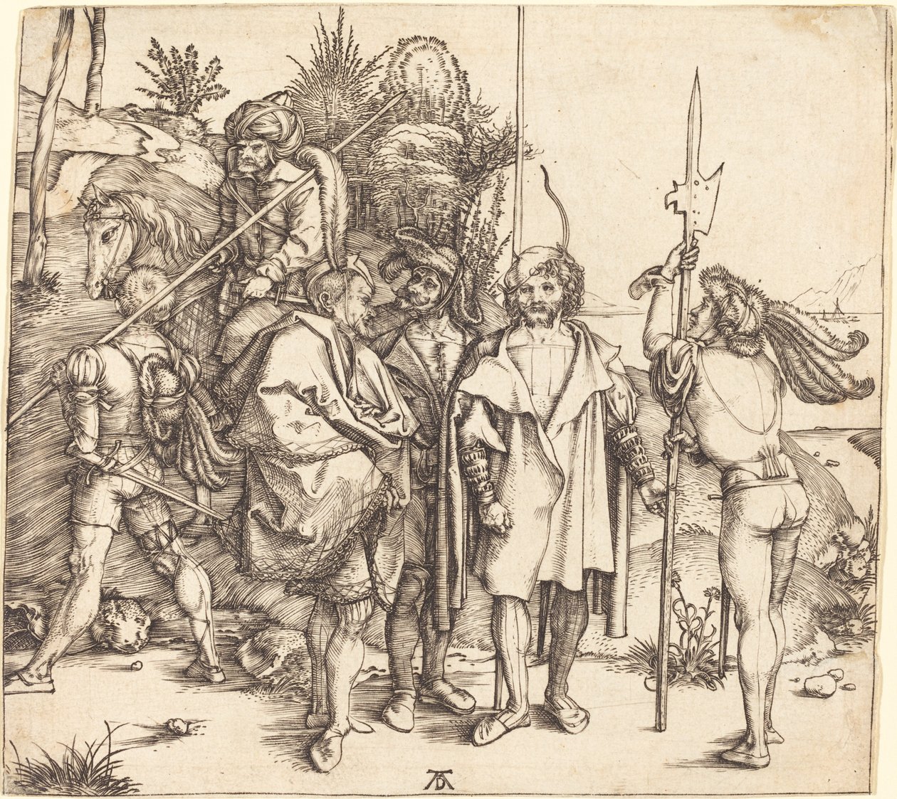 Fem soldater og en tyrker til hest af Albrecht Dürer