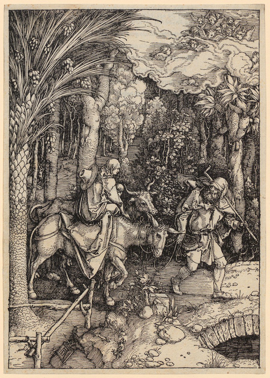 Flugten til Egypten, blad 14 af serien „Jomfru Marias liv“ af Albrecht Dürer