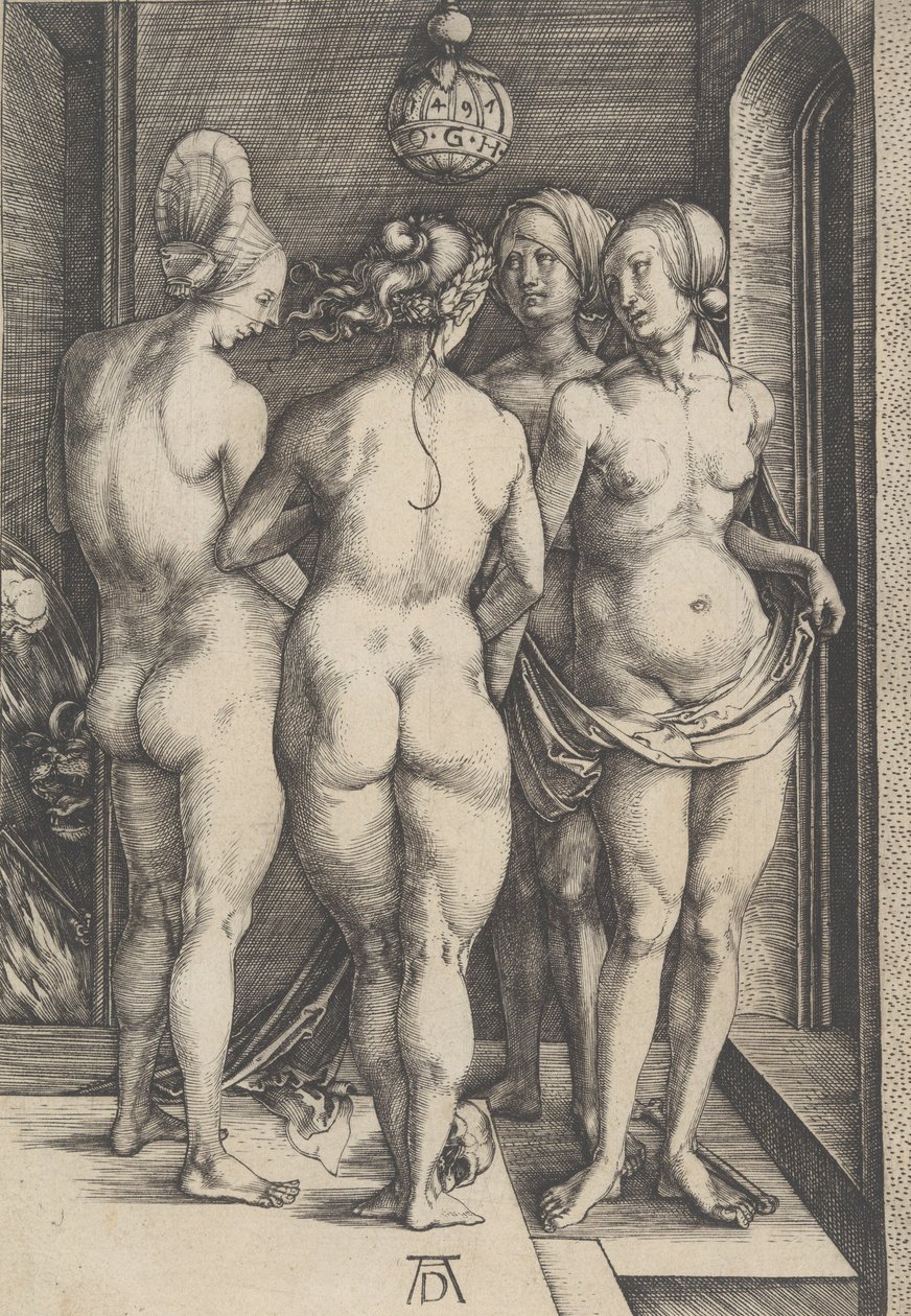 Fire nøgne kvinder, 1497., 1497. af Albrecht Dürer