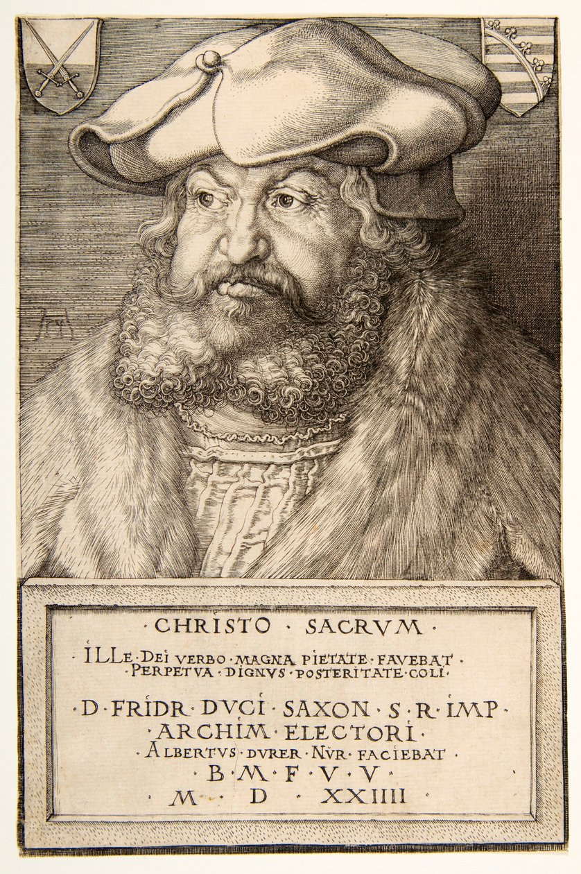 Frederik den Vise, Kurfyrste af Sachsen, pub. 1524. af Albrecht Dürer