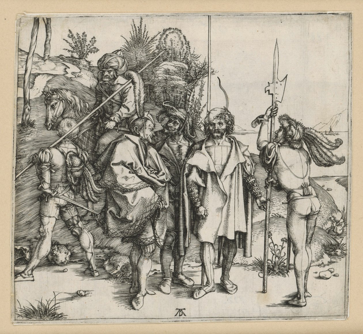 Fem soldater og en tyrker på en hest af Albrecht Dürer