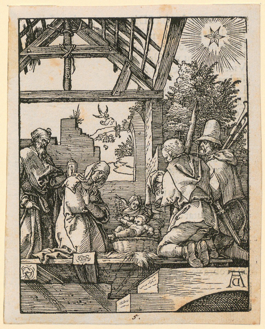 Kristi fødsel, blad 5 i serien „Den lille træsnitspassion“ af Albrecht Dürer