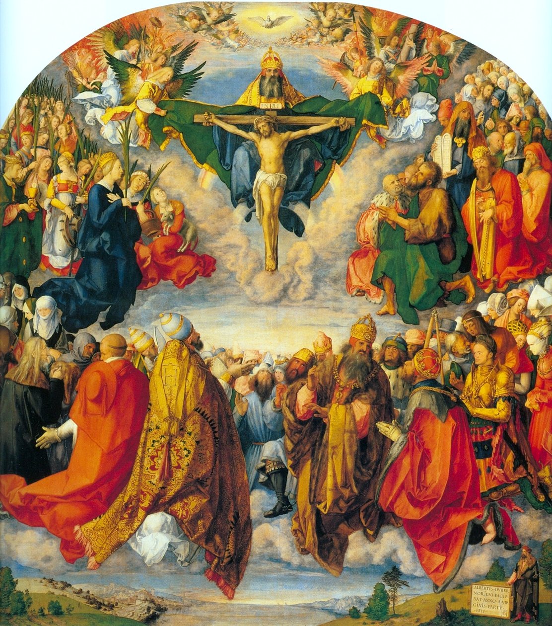 Tysk: Allerheiligenbild ("Landauer Altar") Tilbedelse af Treenigheden af Albrecht Dürer