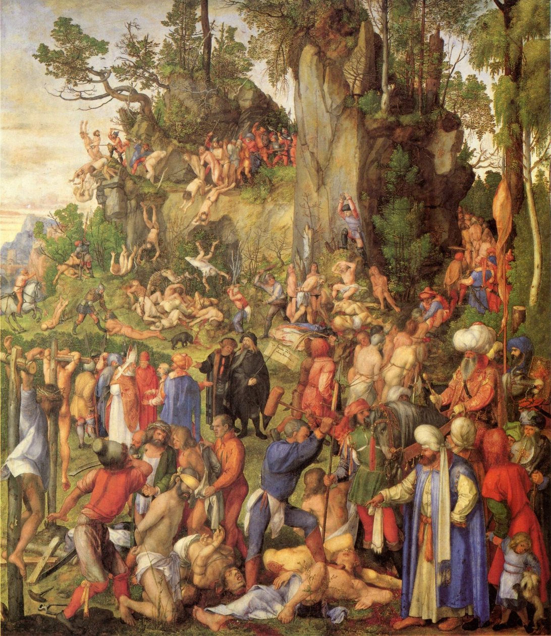 Tysk: Marter der zehntausend Christen Martyrdom af de ti tusinde af Albrecht Dürer