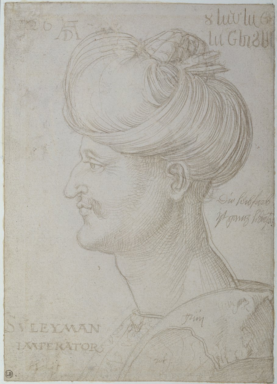 Leder af Suleyman the Magnificent (1494-1566) 1526 (sølvspids på papir) af Albrecht Dürer