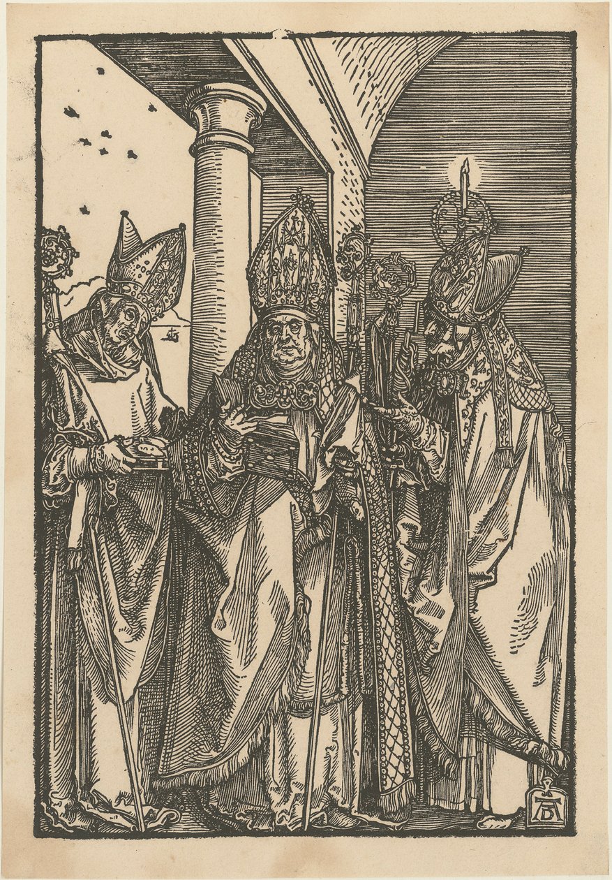 De hellige biskopper Nikolaus, Ulrich og Erasmus af Albrecht Dürer