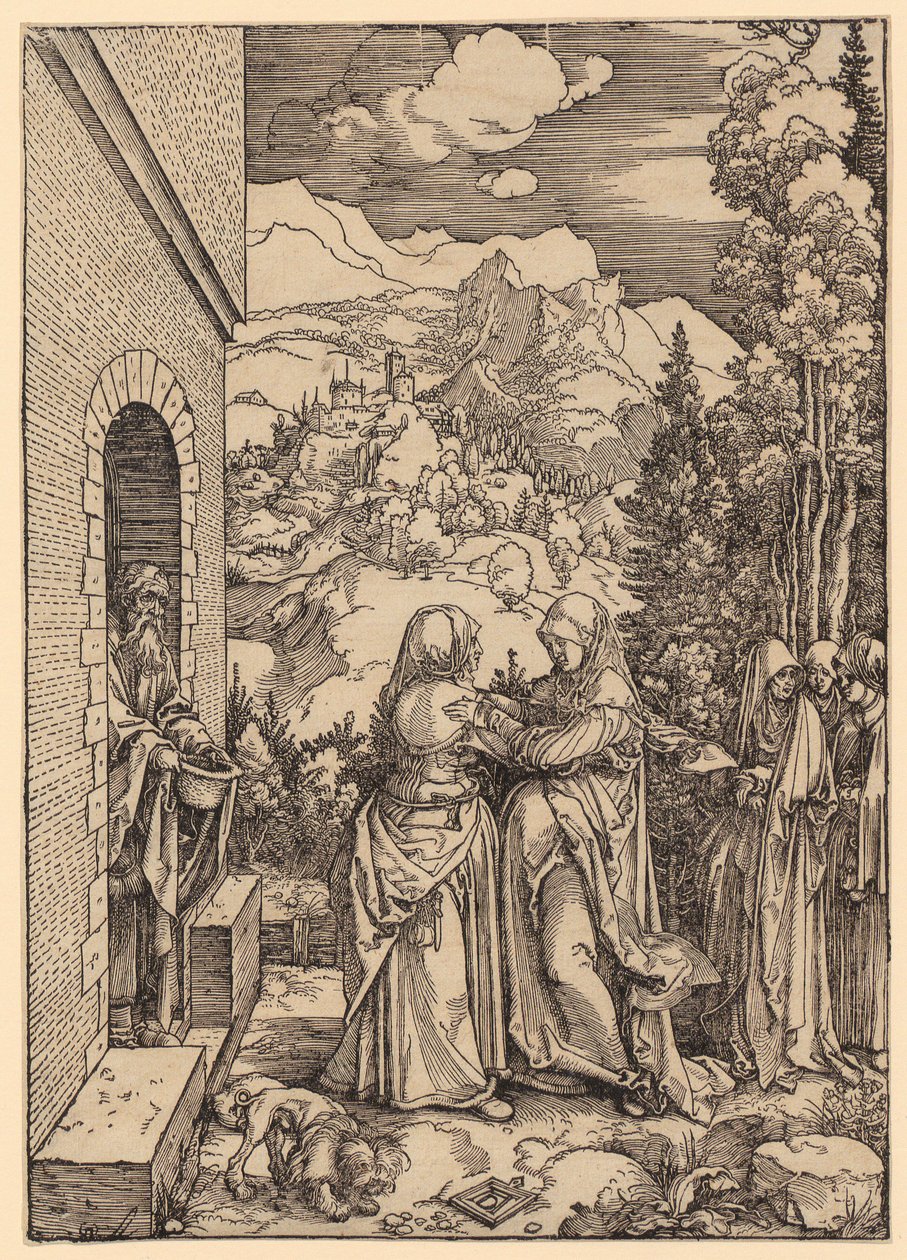 »Heimsuchung«, side 9 i serien »Das Marienleben« af Albrecht Dürer