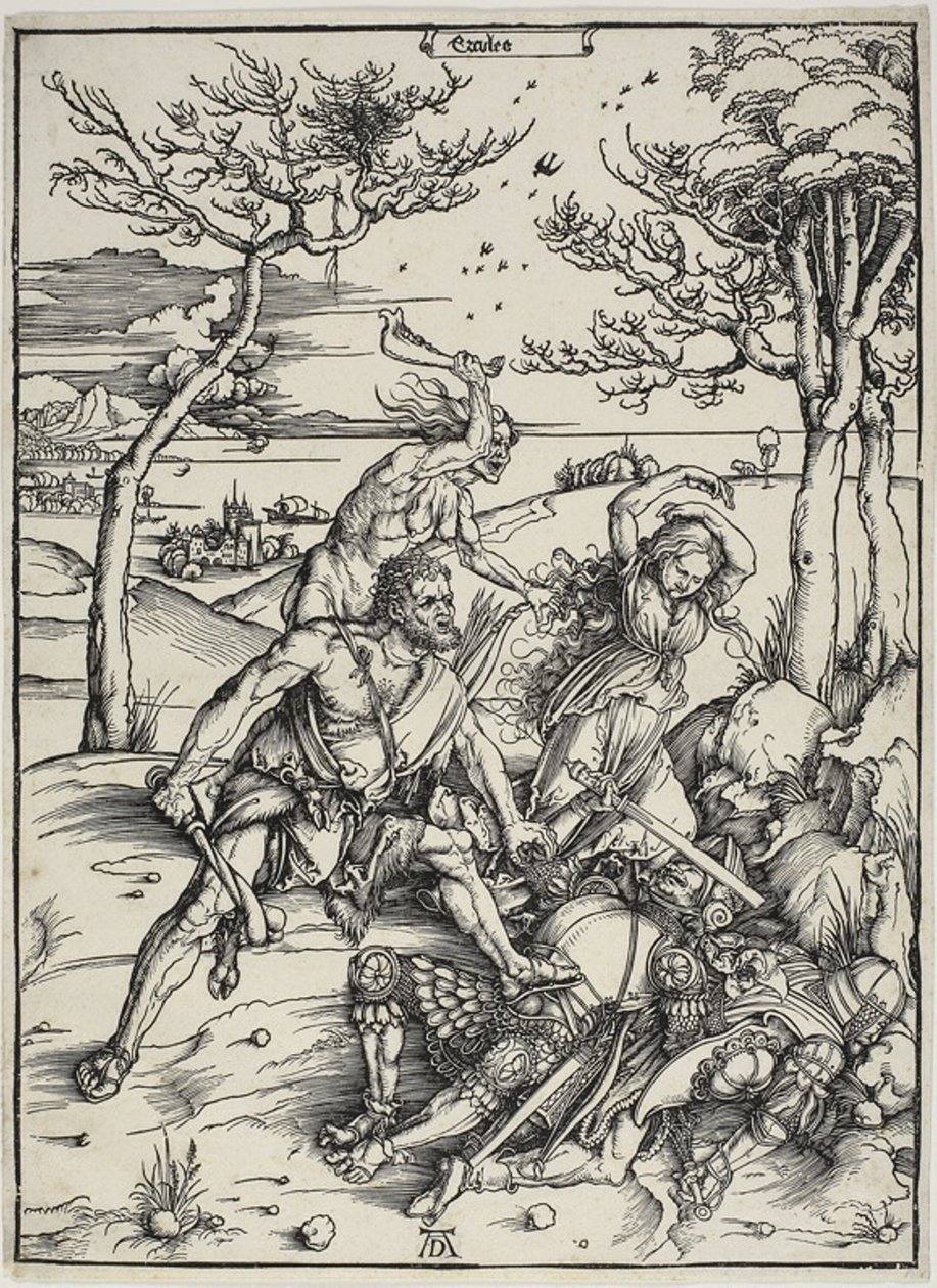 Hercules erobrer Molionide-tvillingerne af Albrecht Dürer