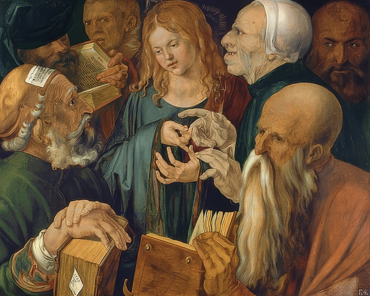 Jesus blandt de skriftkloge. 1506 af Albrecht Dürer
