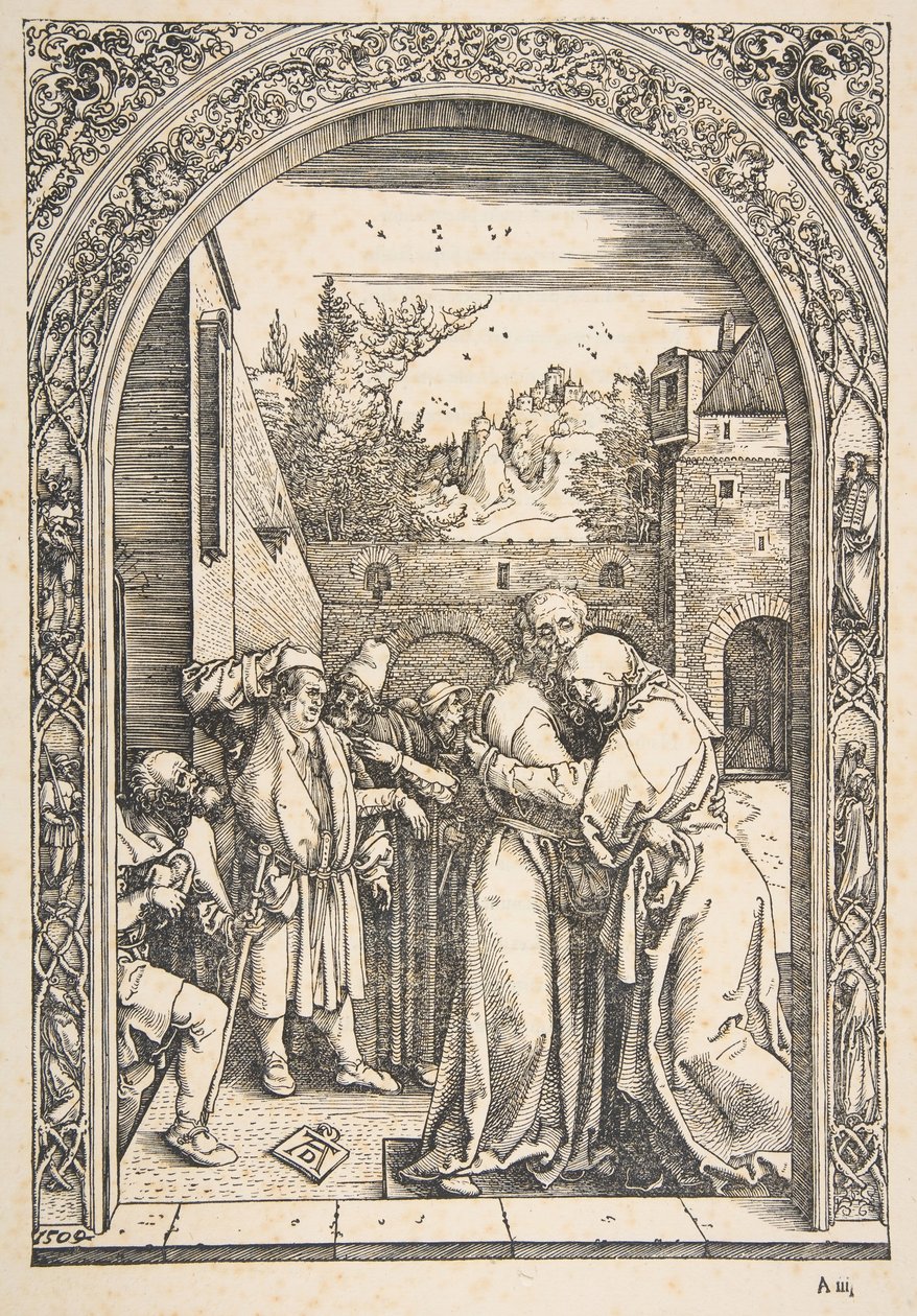 Joachim og Anna ved Den Gyldne Port, fra Jomfruens liv, ca. 1504. af Albrecht Dürer
