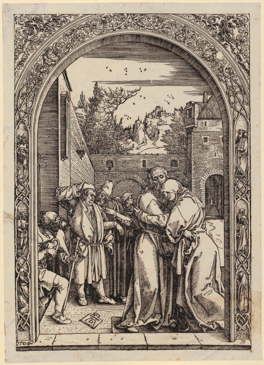 Joachim og Anna under Den Gyldne Port, blad 4 i serien »Jomfru Marias liv« af Albrecht Dürer