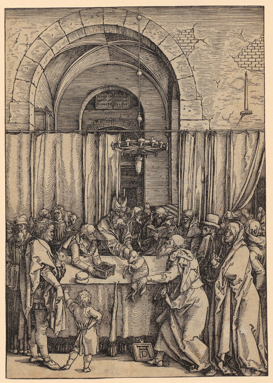Joachims offer afvises af ypperstepræsten, side 2 i afsnittet »Mariens liv« af Albrecht Dürer