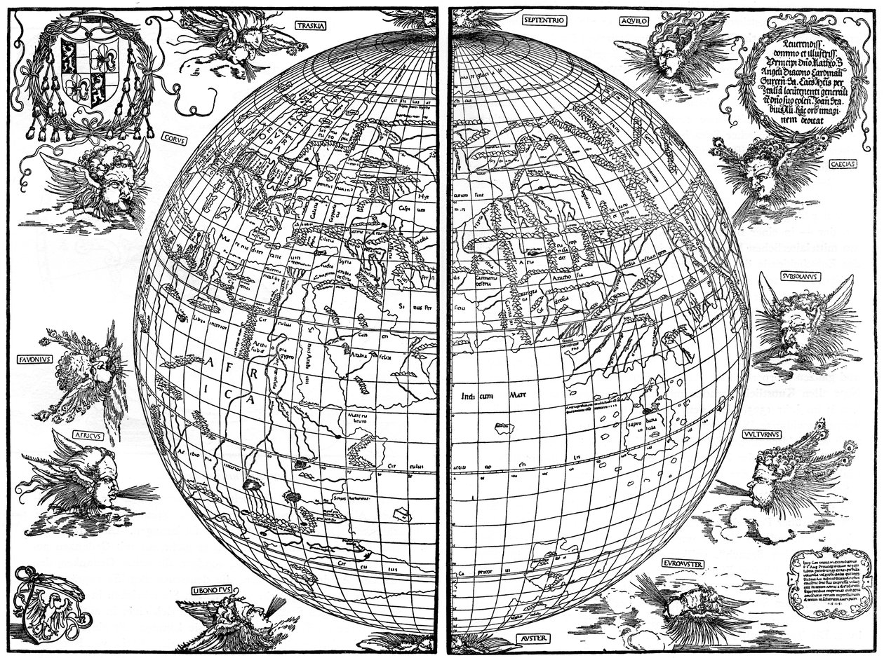 Johannes Stabius kort over verden, 1515, 1936 af Albrecht Dürer