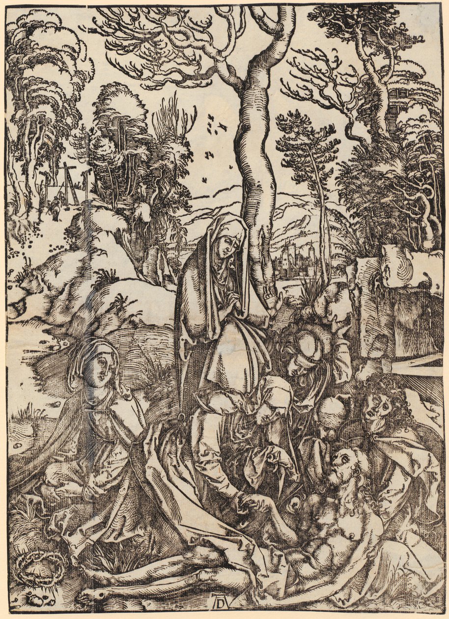 Johannes foran Gud Fader og de ældste, figur II, blad 4 fra serien „Apokalypsen“ af Albrecht Dürer