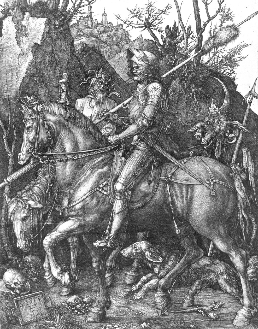 Ridder, Døden og Djævelen, 1513 af Albrecht Dürer