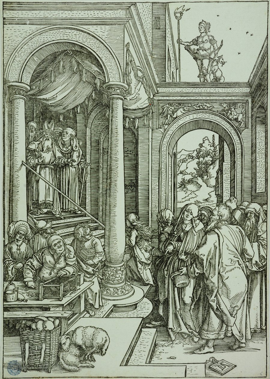Jomfruens liv: Jomfruens fremstilling i templet (Bartsch 81) af Albrecht Dürer