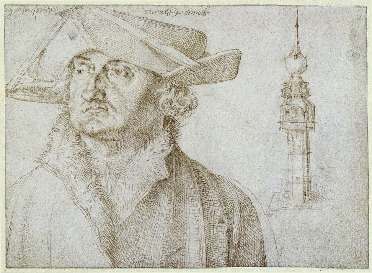 Lazarus Ravensburger og tårnet ved hoffet i Lier i Antwerpen af Albrecht Dürer