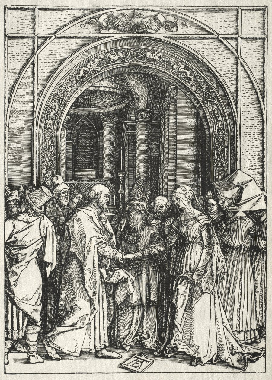 Jomfru Marias liv:  Jomfru Marias og den hellige Josefs bryllup af Albrecht Dürer