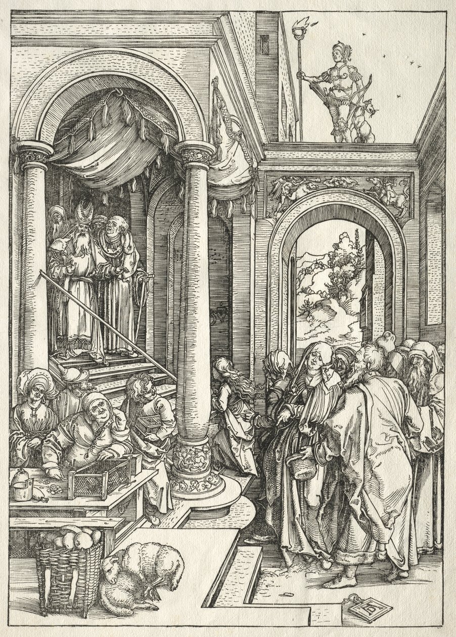 Jomfruens liv: Præsentation af den unge jomfru i templet af Albrecht Dürer