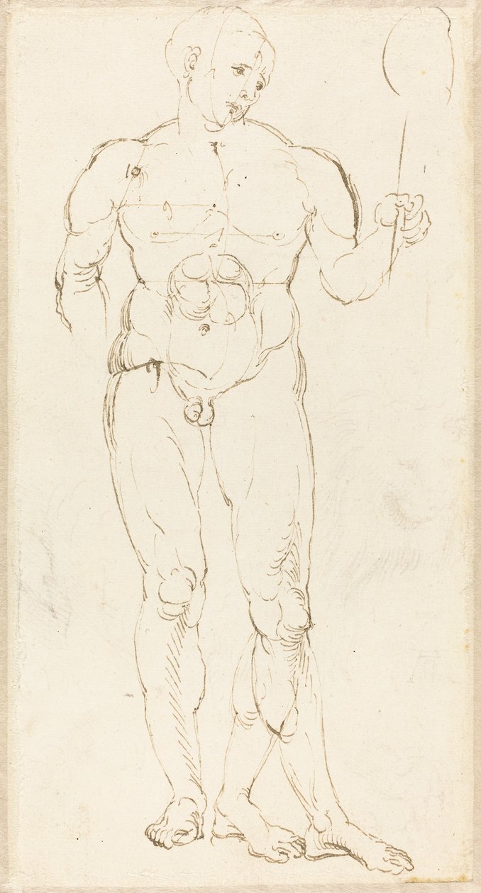 Nøgen mand holder et spejl [recto] af Albrecht Dürer