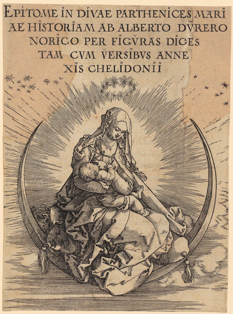Maria på måneseglet, blad 1 i serien »Marias liv« af Albrecht Dürer
