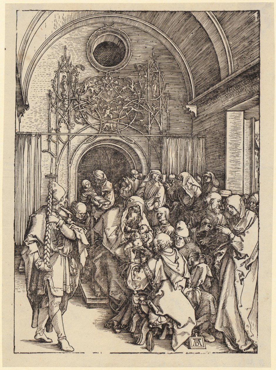 Maria på måneseglen, blad 1 af serien «Jomfru Marias liv» af Albrecht Dürer