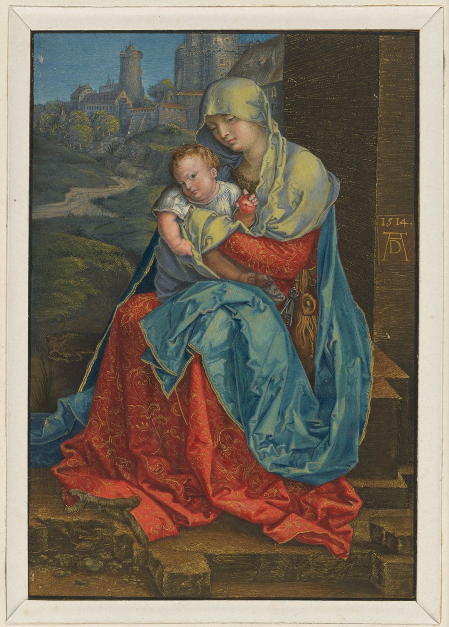 Maria siddende med barnet foran en mur af Albrecht Dürer