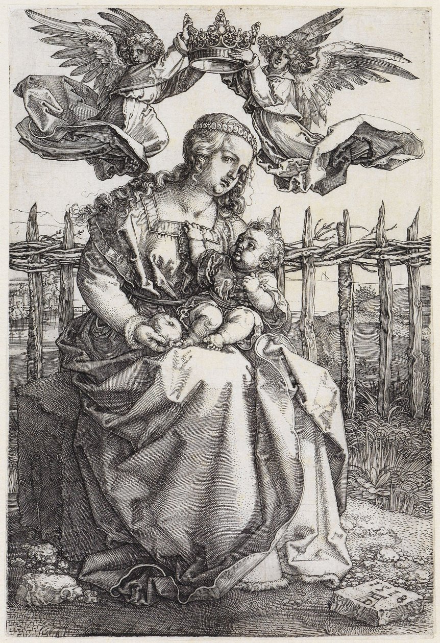Maria med barnet, kronet af to engle af Albrecht Dürer
