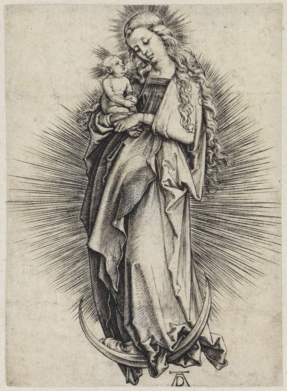 Maria med langt hår på måneseglen af Albrecht Dürer