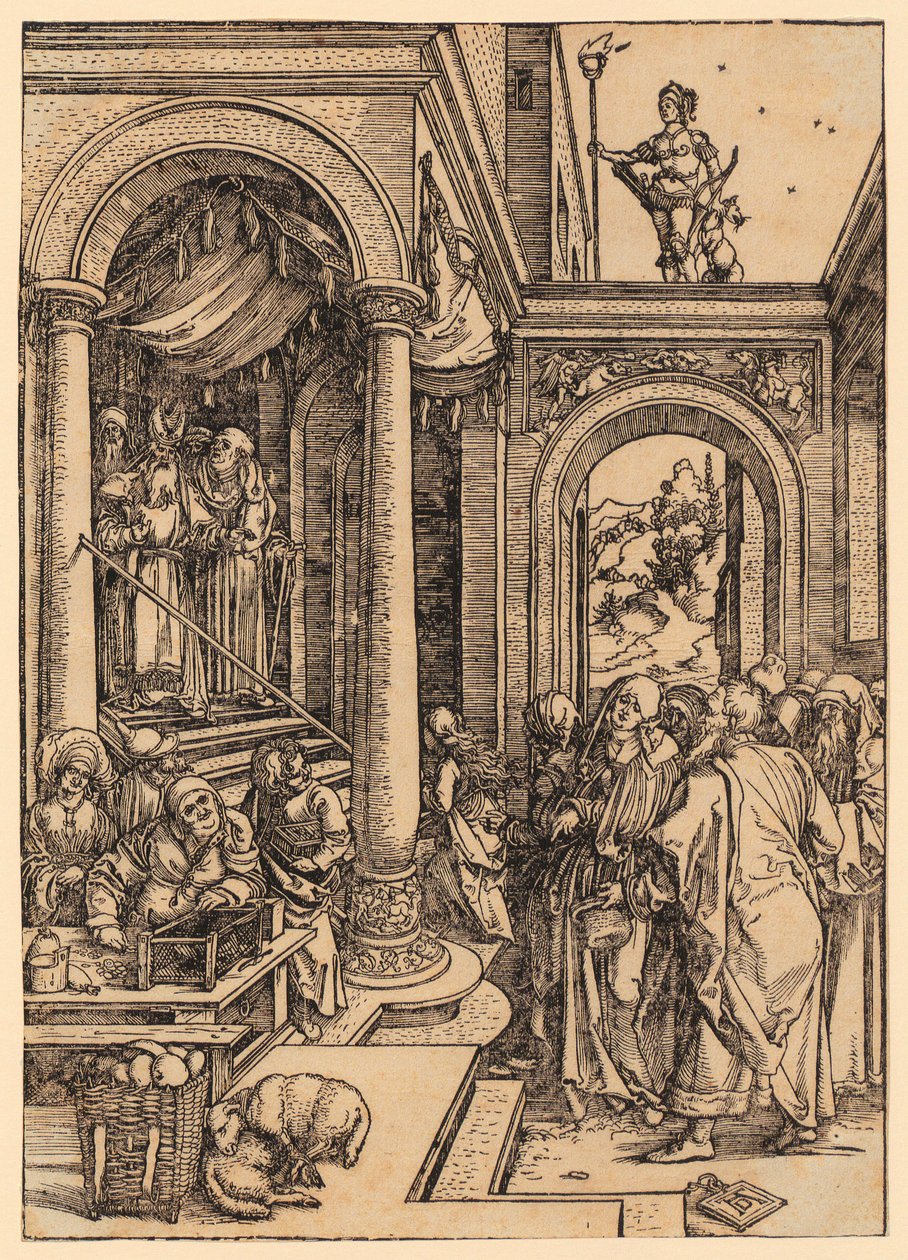 Jomfru Marias tempelbesøg, blad 6 i serien »Jomfru Marias liv« af Albrecht Dürer