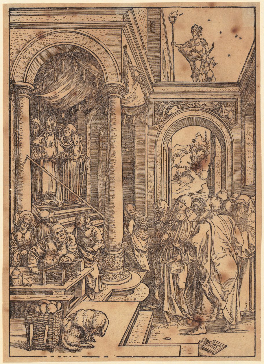 Marias fremstilling i templet, blad 6 i serien «Marias liv» af Albrecht Dürer