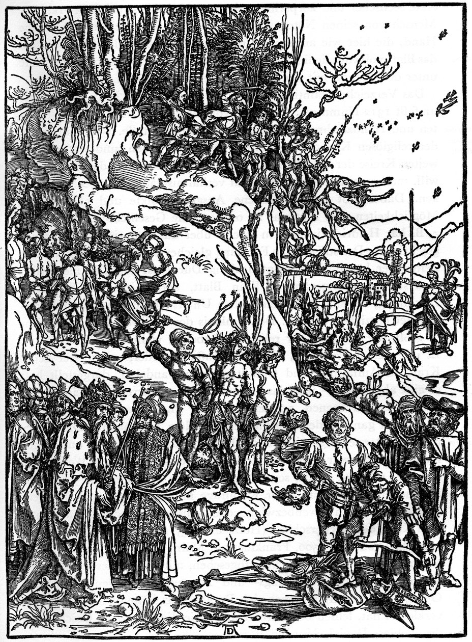De ti tusind kristnes martyrium på Ararat-bjerget, 1495-1497, 1936 af Albrecht Dürer
