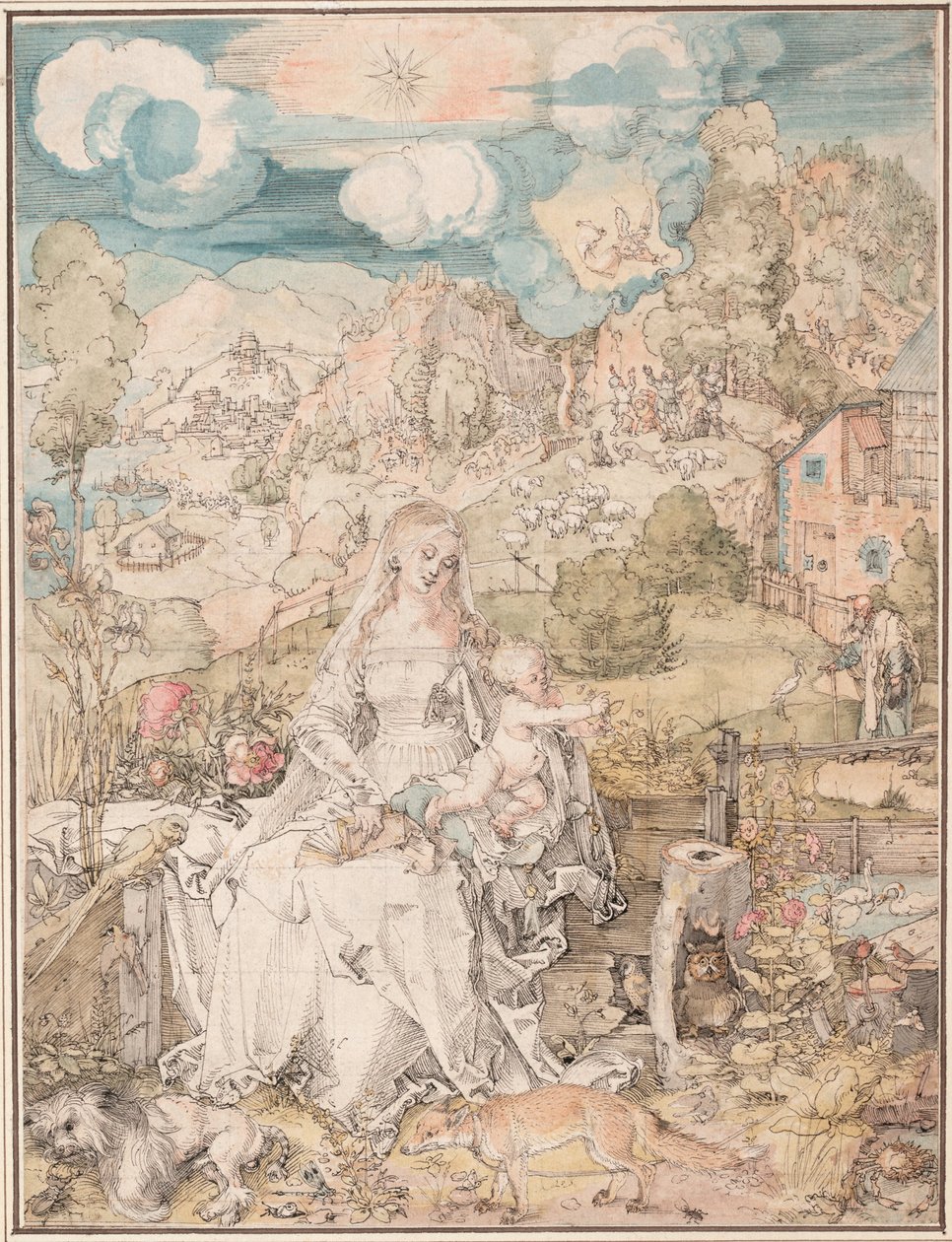 Maria blandt et væld af dyr, ca. 1503 af Albrecht Dürer