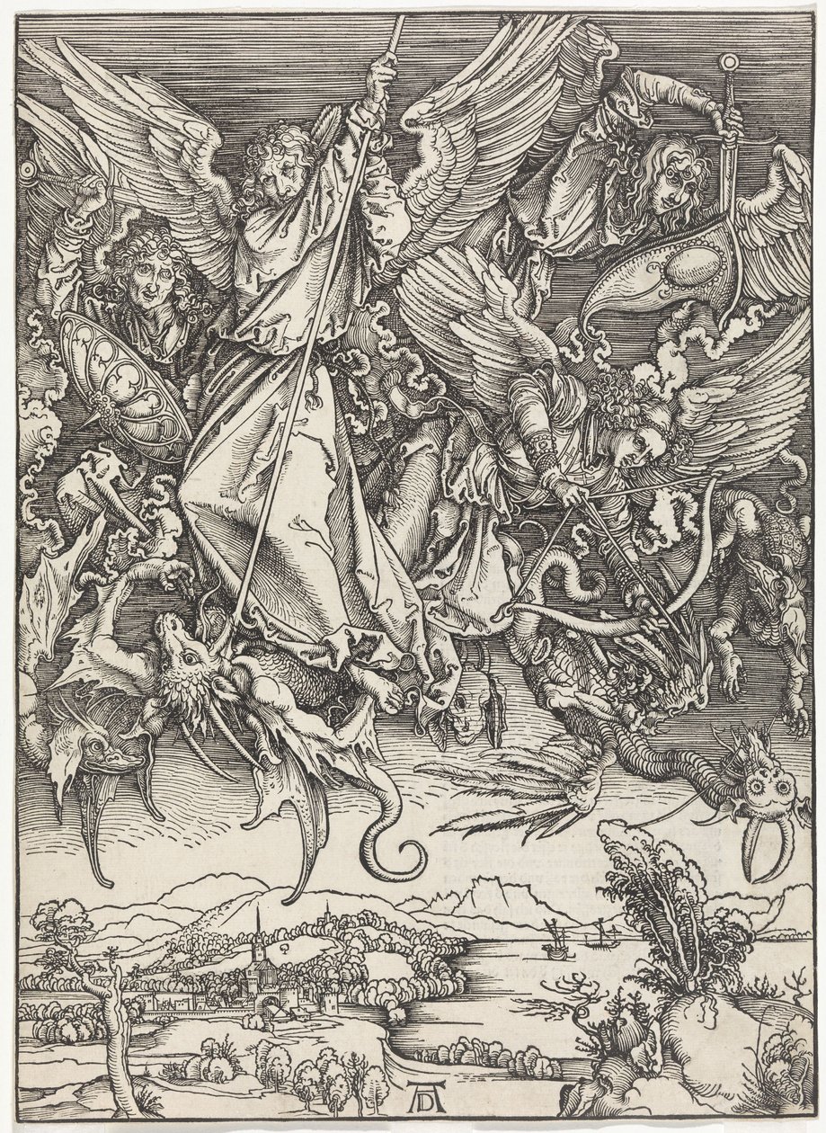 Mikael kæmper mod dragen (Apokalypsen) af Albrecht Dürer