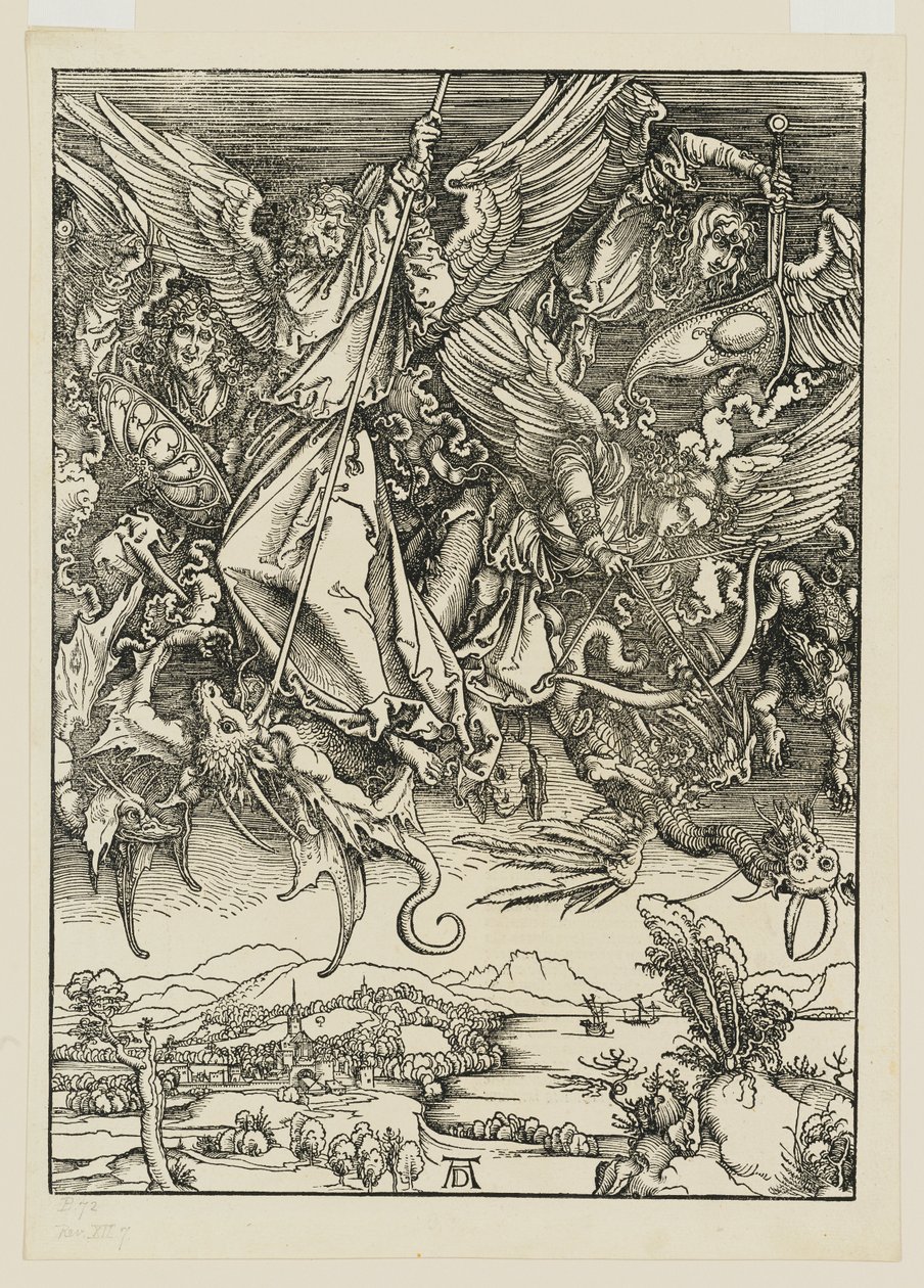 Mikael og hans engle kæmper mod dragen af Albrecht Dürer