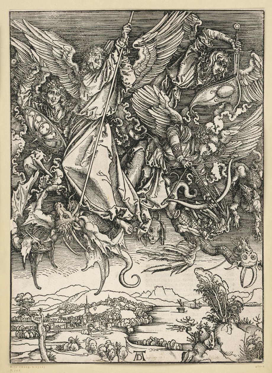 Michaels kamp med dragen (Apokalypsen) af Albrecht Dürer