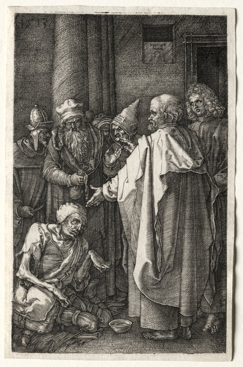 Peter og Johannes helbreder den krøbling ved templets port, 1512. af Albrecht Dürer