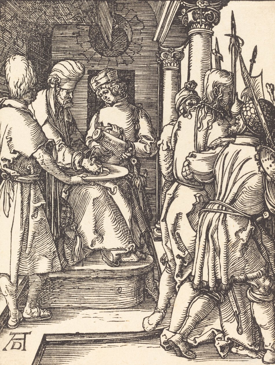 Pilatus vasker sine hænder, sandsynligvis ca. 15091510. af Albrecht Dürer