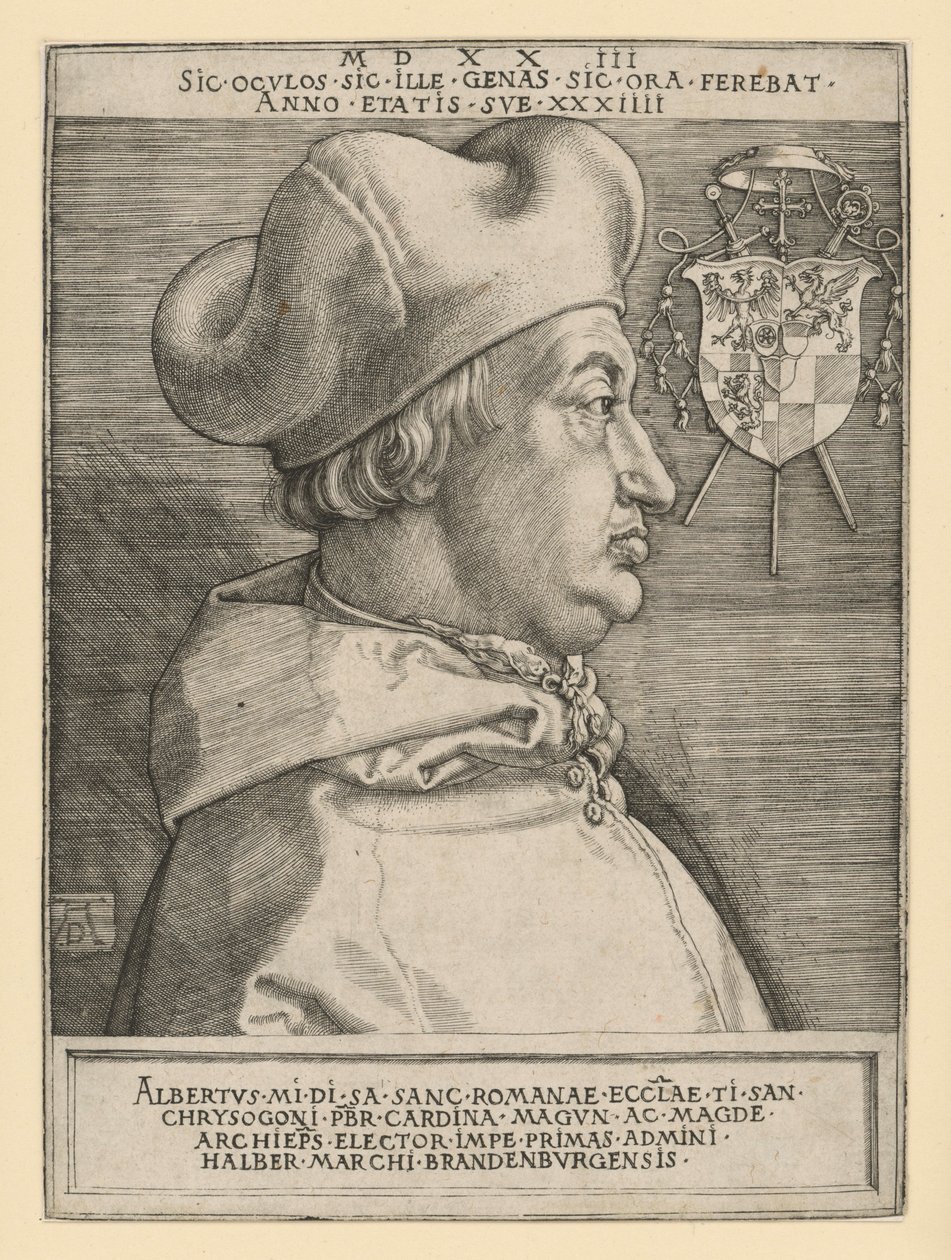 Portræt af kardinal Albrecht af Brandenburg (Den store kardinal) af Albrecht Dürer