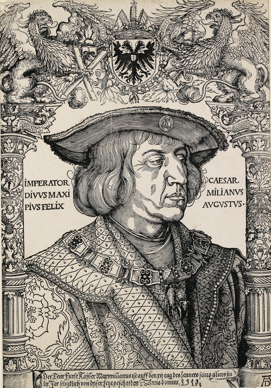 Portræt af kejser Maximilian I, c1519 af Albrecht Dürer